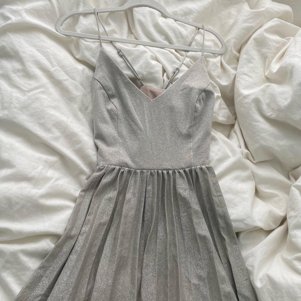 Anthrophologie elevensies Sparkling Silver Tea Length Dress FREE SHIPPING